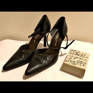 Black Charles David snakeskin heels